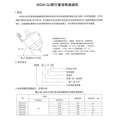 NGW-QJ型行程減速機參數