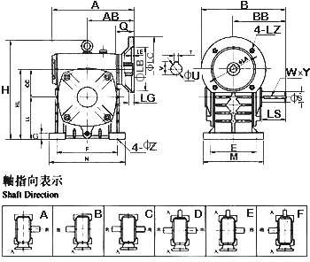 FCDS型蝸輪減速機結(jié)構(gòu)圖 FCDS型蝸輪減速機結(jié)構(gòu)圖